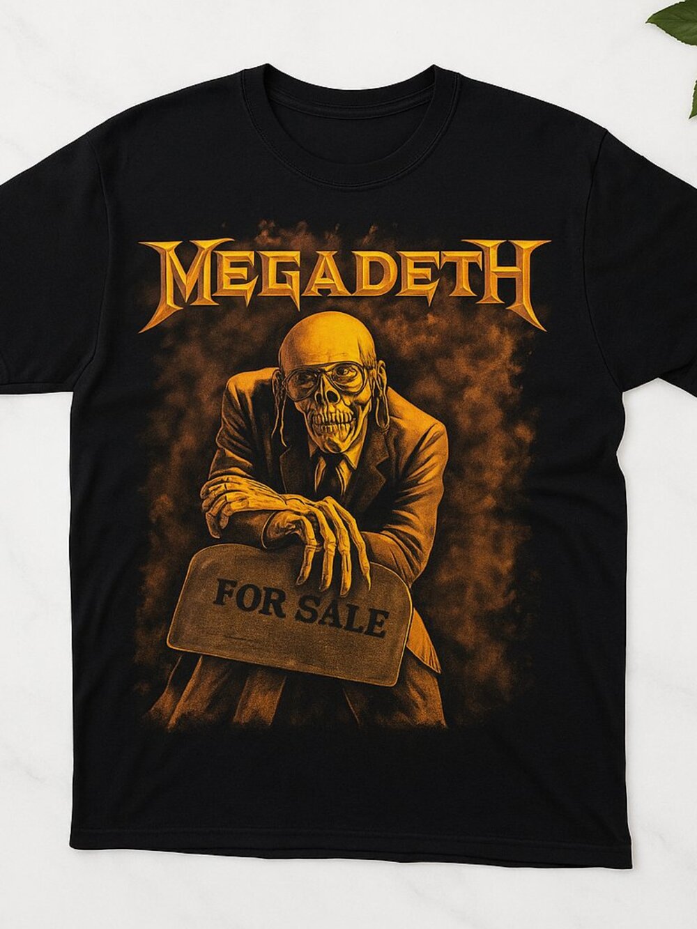 Megadeth Inspired Metal Graphic T-Shirt – Black Skull “For Sale” Heavy Metal Tee